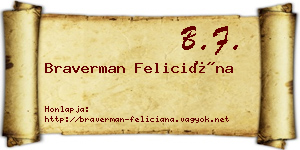 Braverman Feliciána névjegykártya